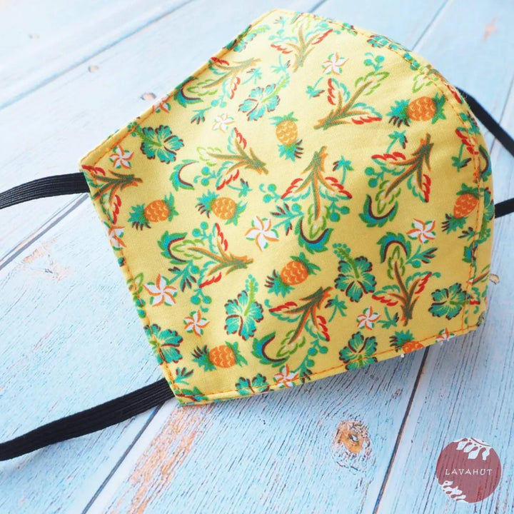 Hawaiian Face Mask • Yellow Waikiki - Made in Hawaii