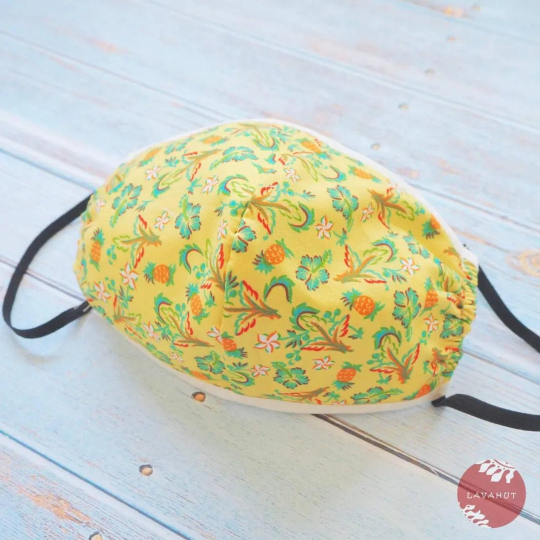 Hawaiian Face Mask • Yellow Waikiki + Trim – Authentic Hawaiian Face Mask by Lavahut