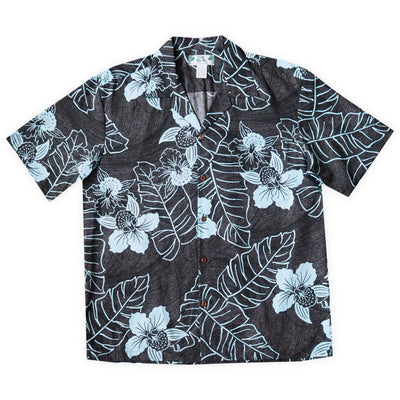 Ka'anapali Black Hawaiian Cotton Shirt