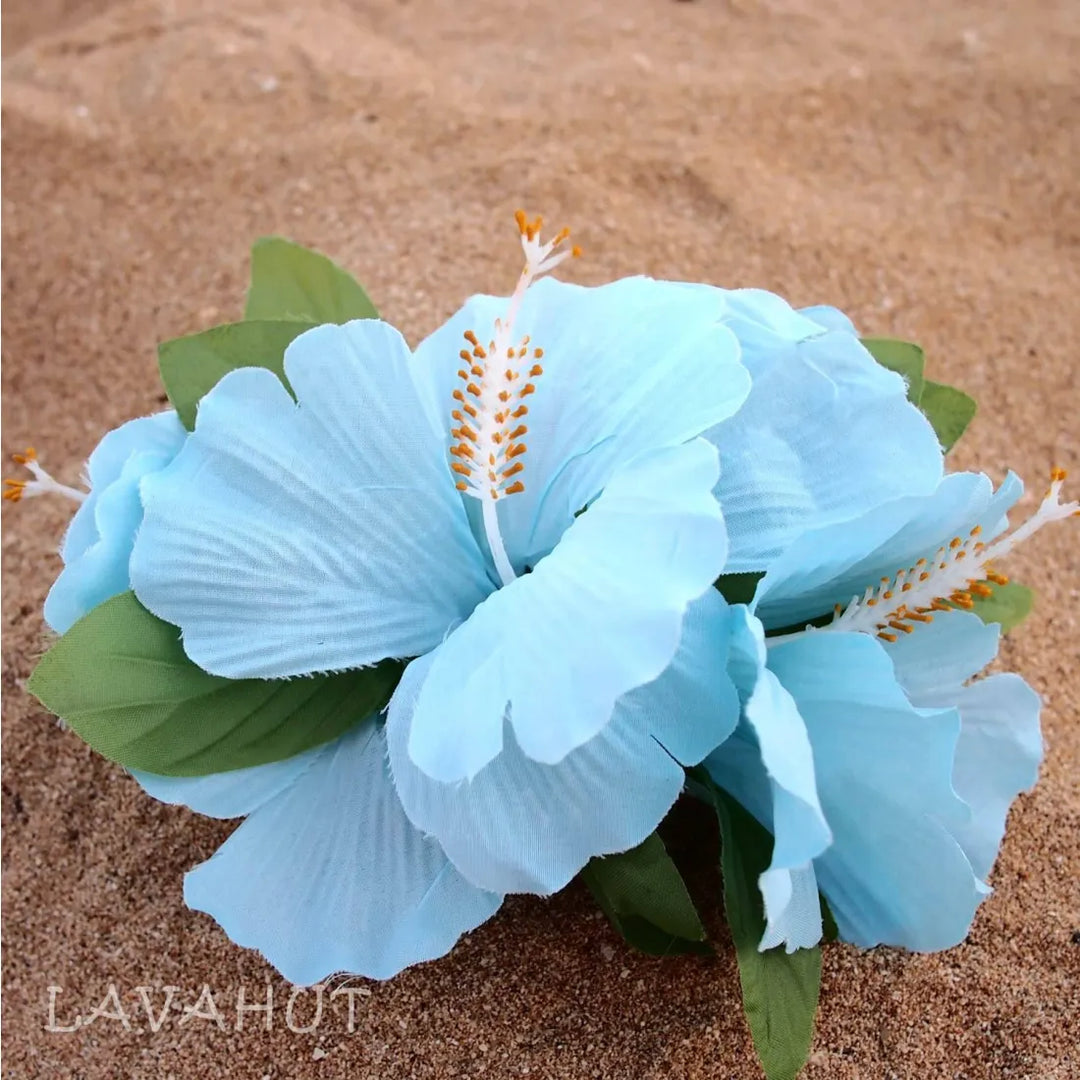 Hibiscus Blue Hawaiian Flower Hair Clip - Made in Hawaii