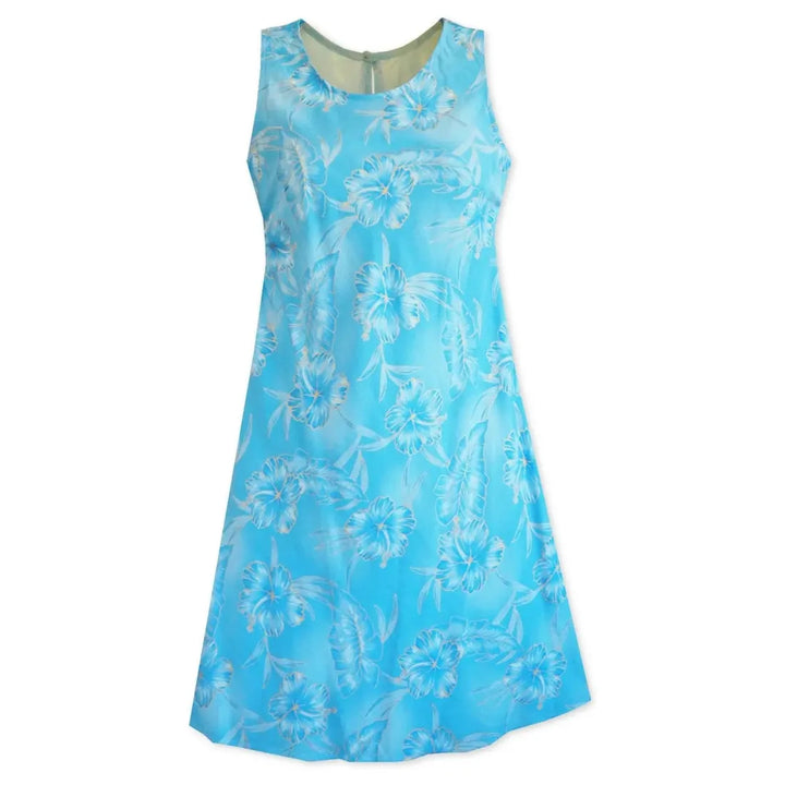 Hibiscus Hideaway Blue Rhythm Hawaiian Dress - Made in Hawaii