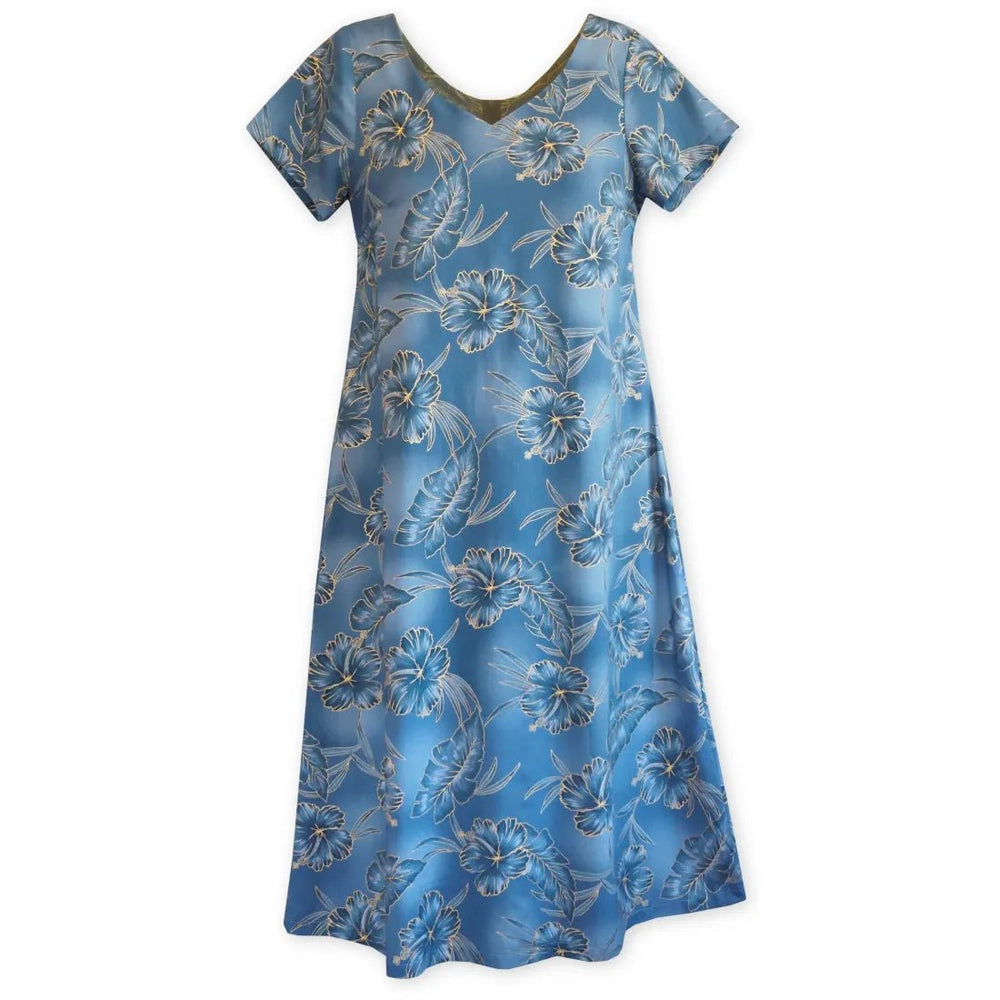 Hibiscus Hideaway Grey Nalani Hawaiian Dress – Authentic Hawaiian Women's Dress by Lavahut
