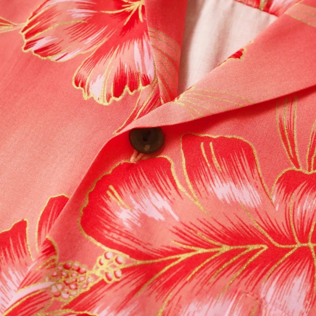Hibiscus Hideaway Orange Hawaiian Rayon Shirt – Authentic Hawaiian Rayon Men's Shirts by Lavahut