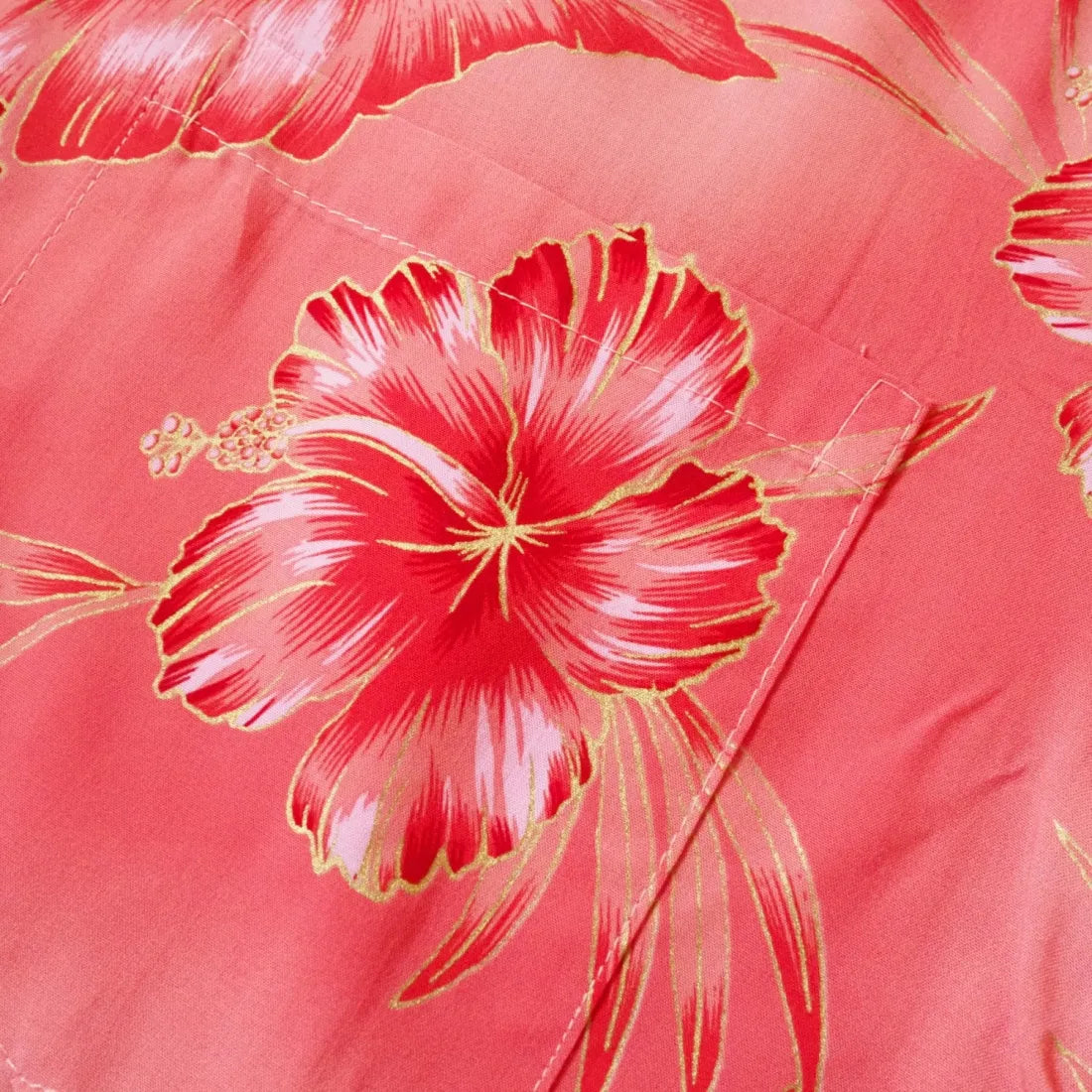 Hibiscus Hideaway Orange Hawaiian Rayon Shirt - Made In Hawaii