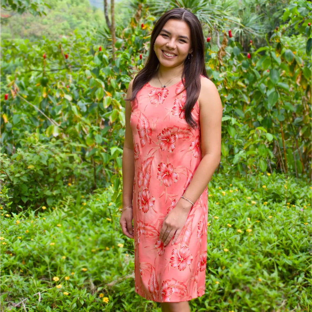 Hibiscus Hideaway Orange Rhythm Hawaiian Dress - Made in Hawaii