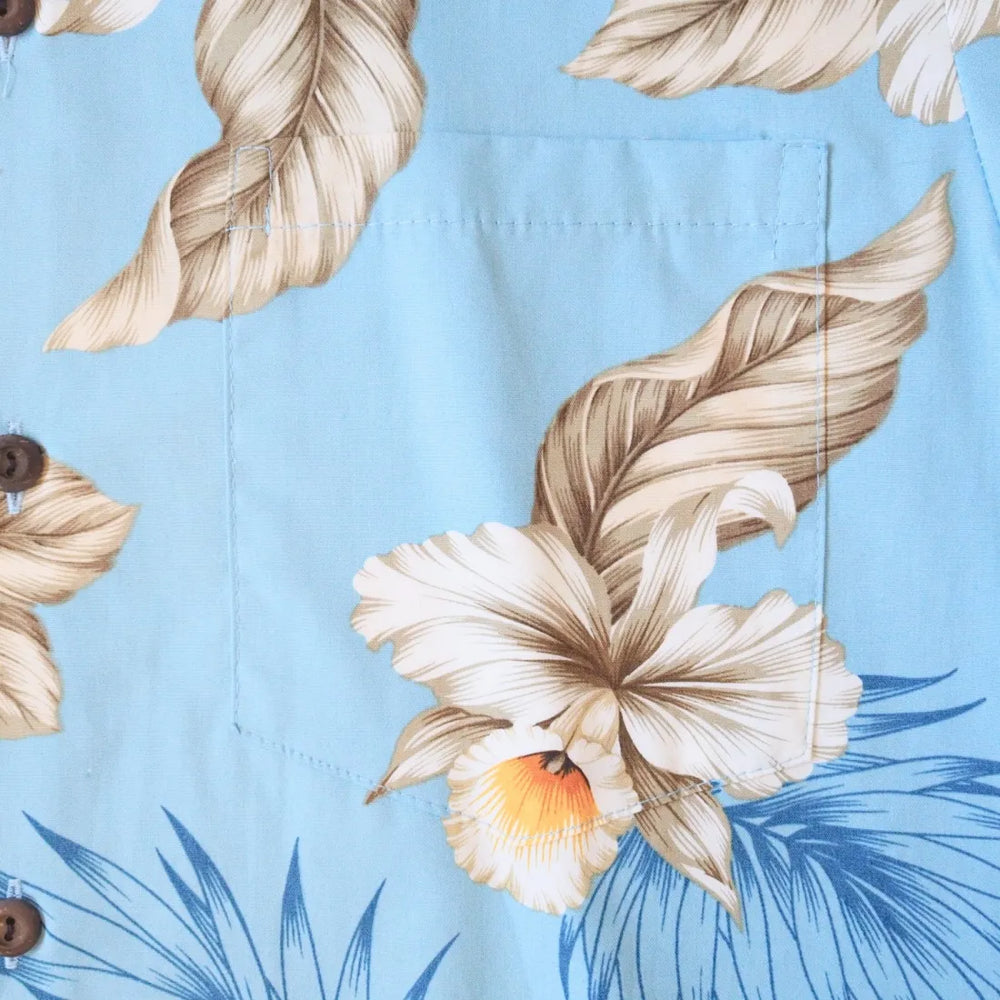 Hibiscus Joy Blue Hawaiian Cotton Fabric by the Yard - Made in Hawaii