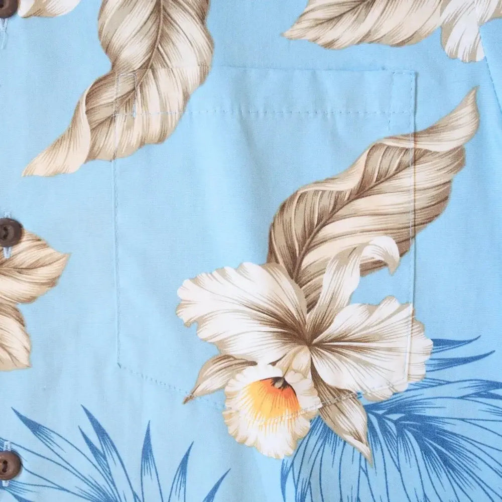 Hibiscus Joy Blue Hawaiian Cotton Fabric by the Yard Made in Hawaii