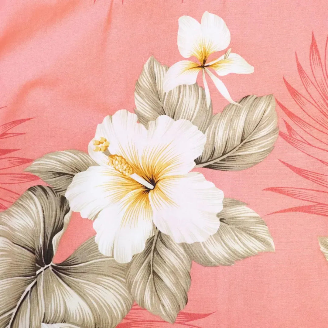 Hibiscus Joy Peach Hawaiian Cotton Fabric by the Yard - Made in Hawaii