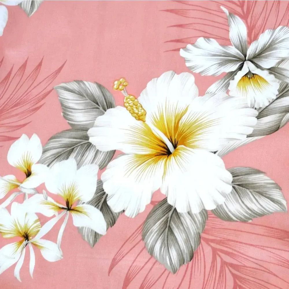 Hibiscus Joy Pink Cotton Hawaiian Tea Muumuu Dress - Made in Hawaii