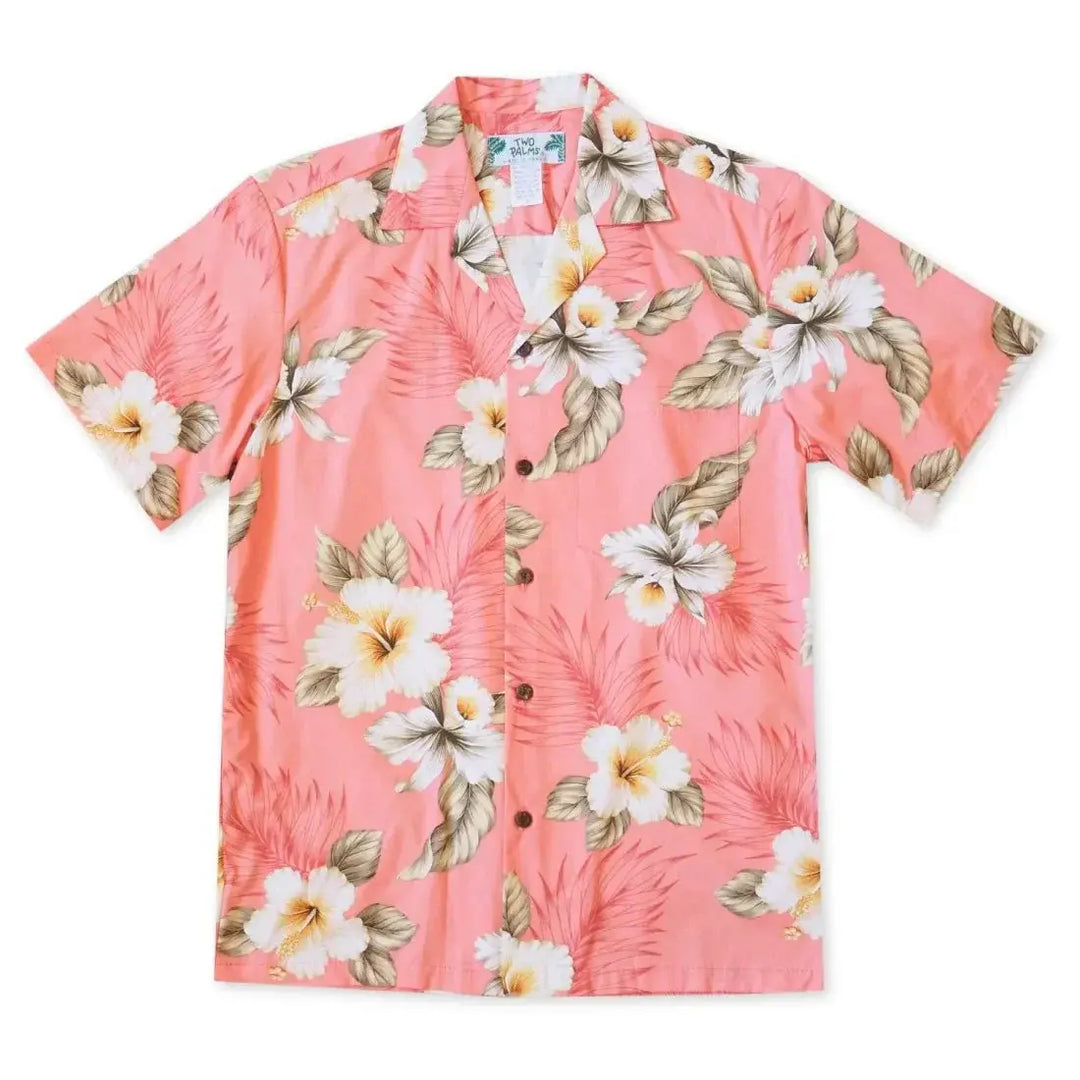 Hibiscus Joy Pink Hawaiian Cotton Shirt Made in Hawaii