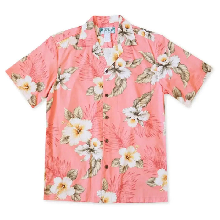 Hibiscus Joy Pink Hawaiian Cotton Shirt Made in Hawaii