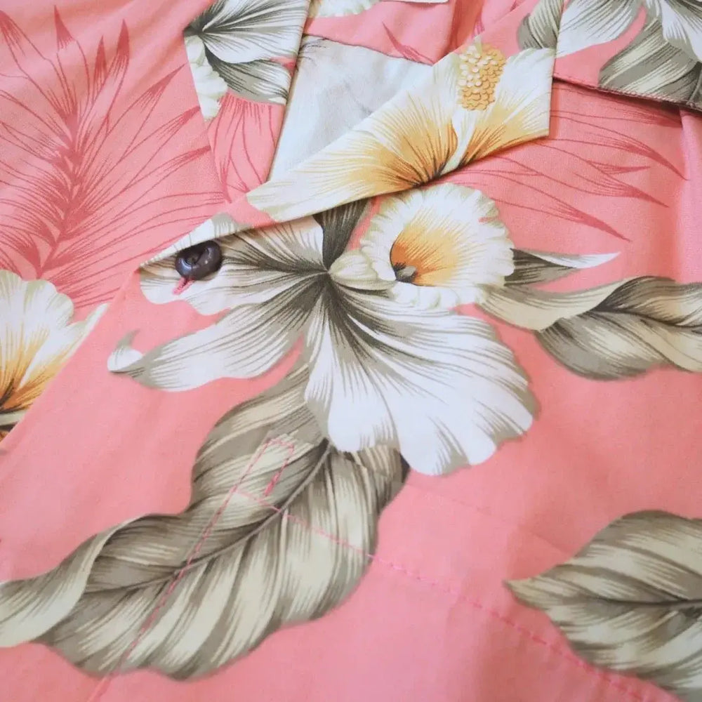 Hibiscus Joy Pink Hawaiian Cotton Shirt Made in Hawaii
