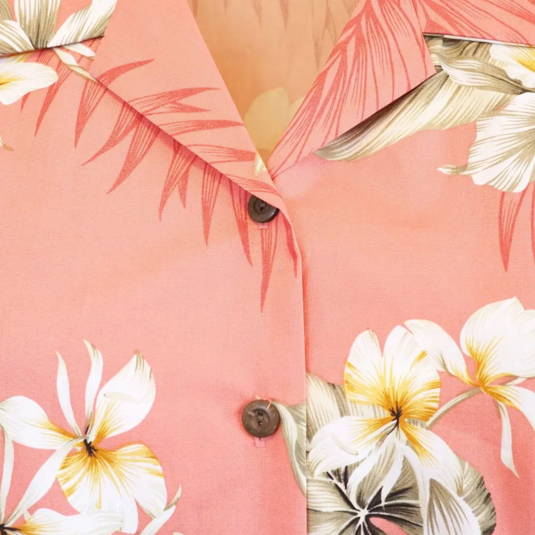 Hibiscus Joy Pink Lady’s Hawaiian Cotton Blouse - Made in Hawaii