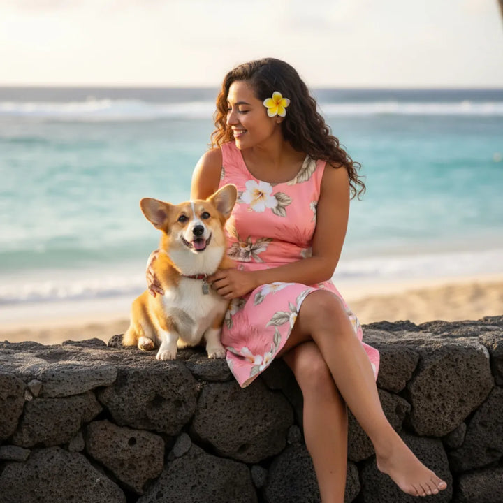 Hibiscus Joy Pink Short Hawaiian Tank Dress - Made in Hawaii