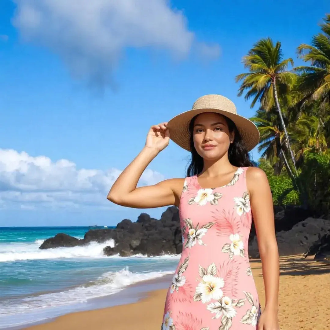 Hibiscus Joy Pink Short Hawaiian Tank Dress - Made in Hawaii