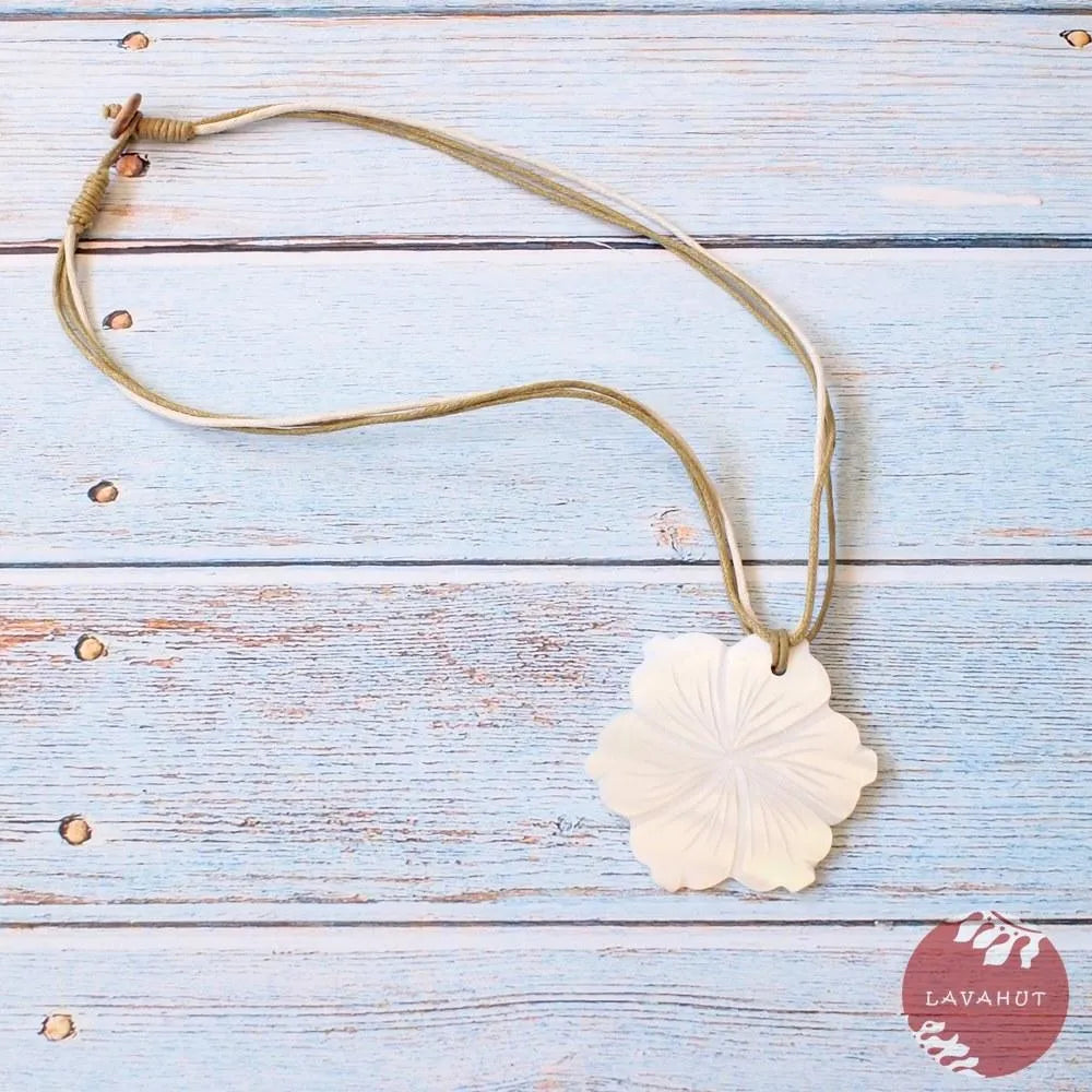 Hibiscus Mother of Pearl Hawaiian Necklace - Made in Hawaii