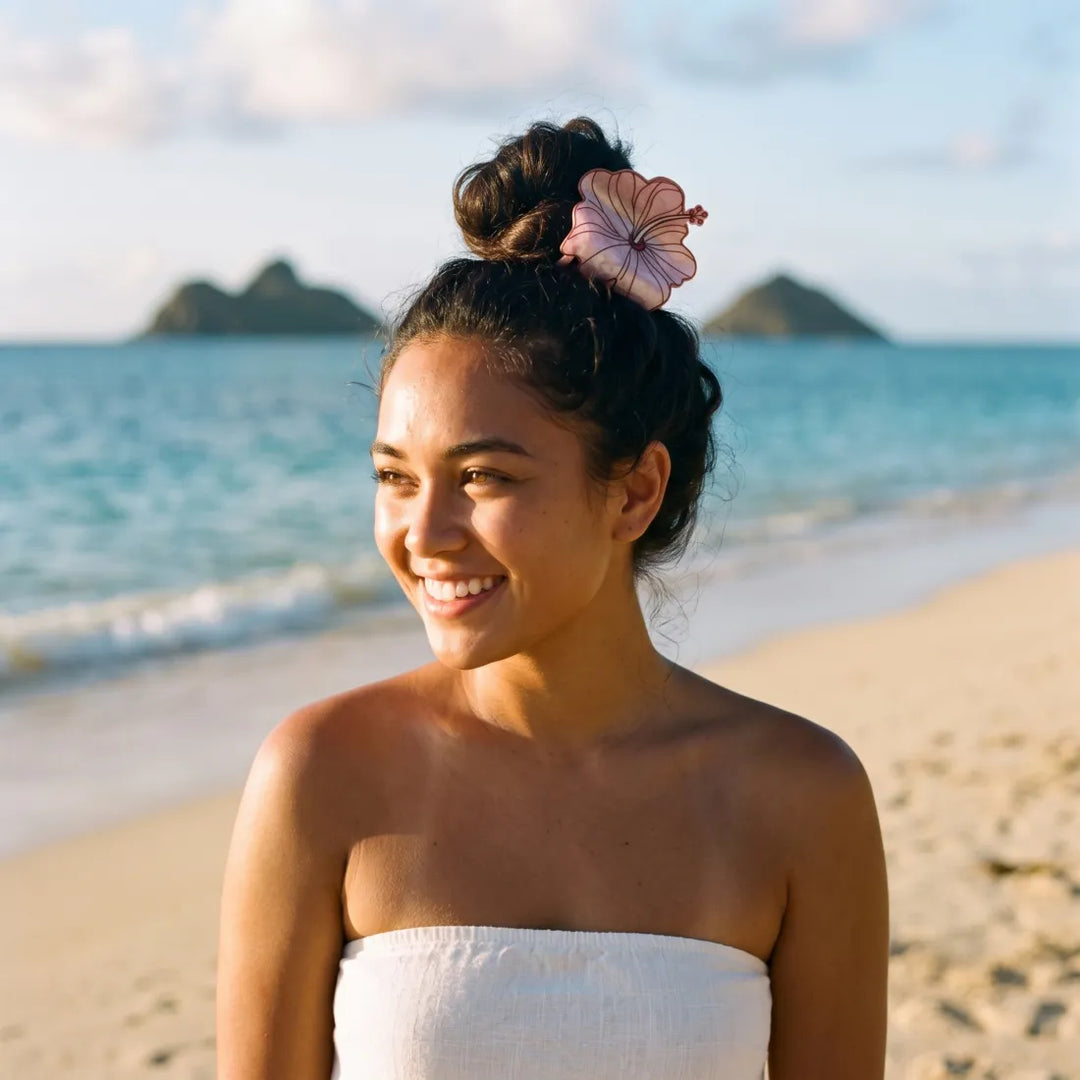 Hibiscus Pink Flower Hair Claw - Made in Hawaii