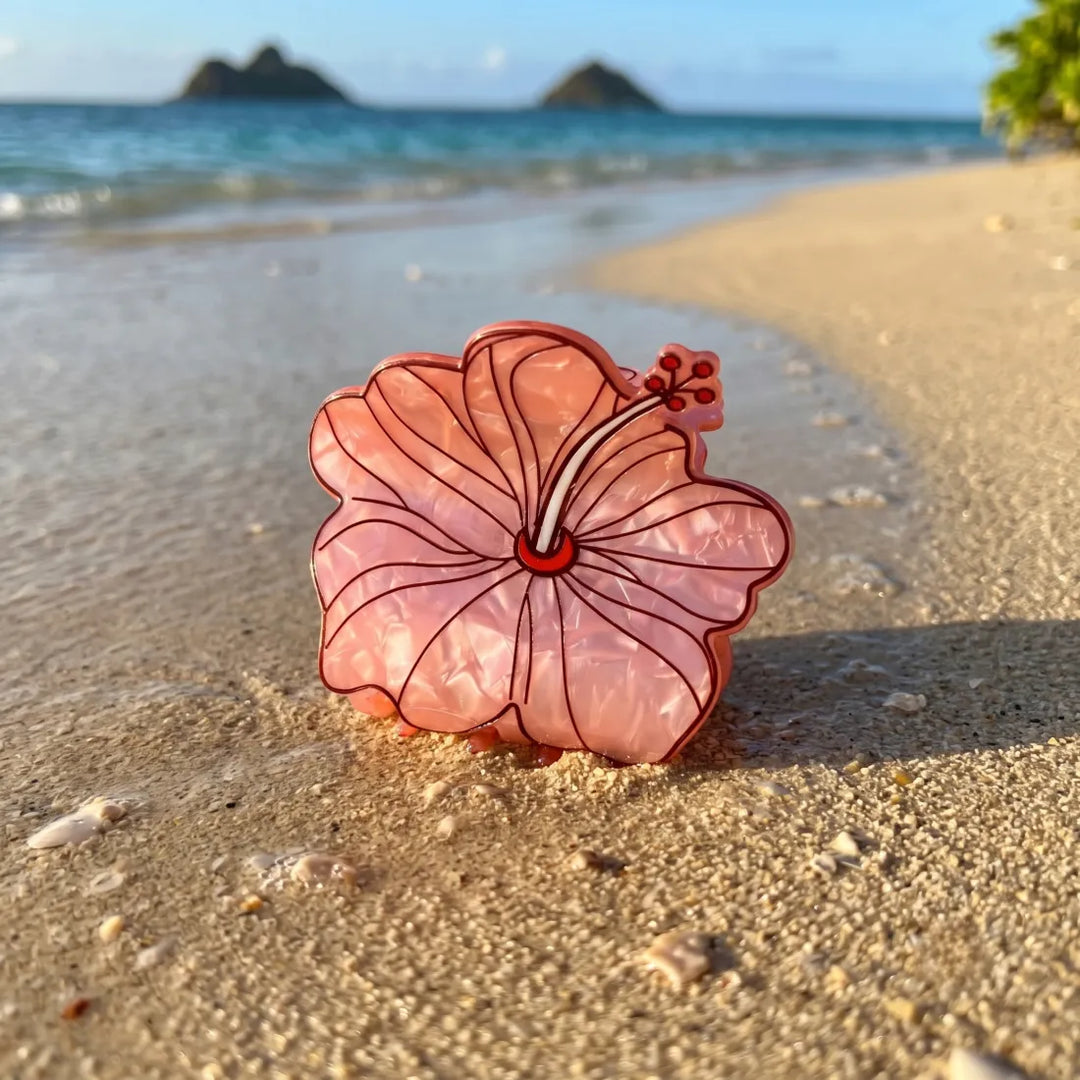 Hibiscus Pink Flower Hair Claw - Made in Hawaii