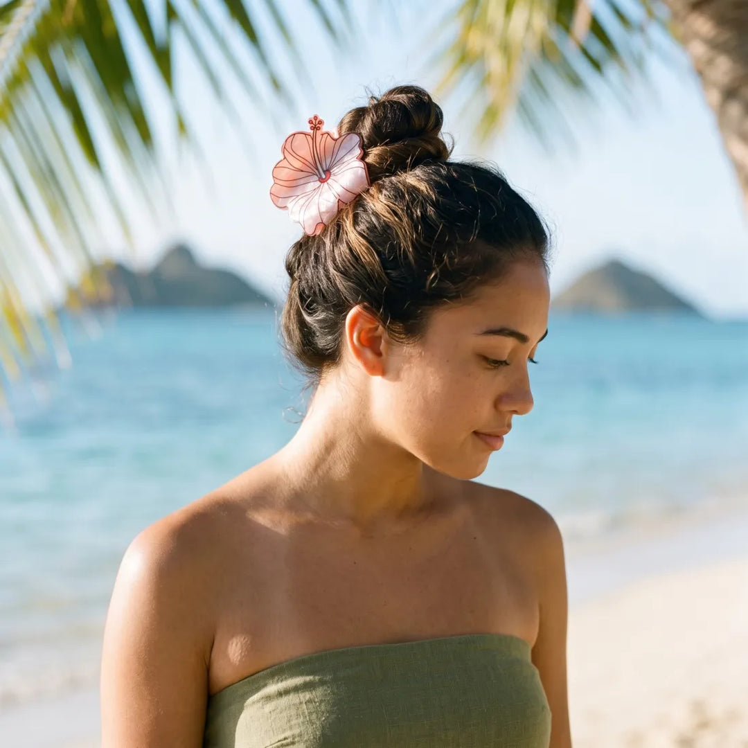 Hibiscus Pink Flower Hair Claw - Made in Hawaii