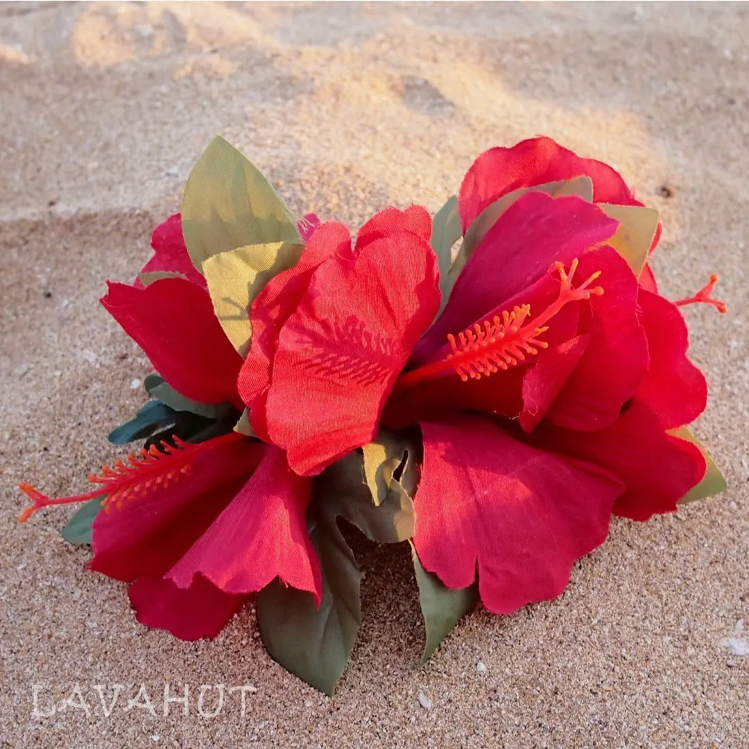 Hibiscus Red Hawaiian Flower Hair Clip - Made in Hawaii