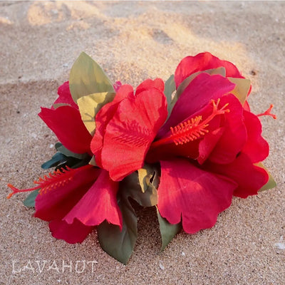 Hibiscus Red Hawaiian Flower Hair Clip - Made In Hawaii