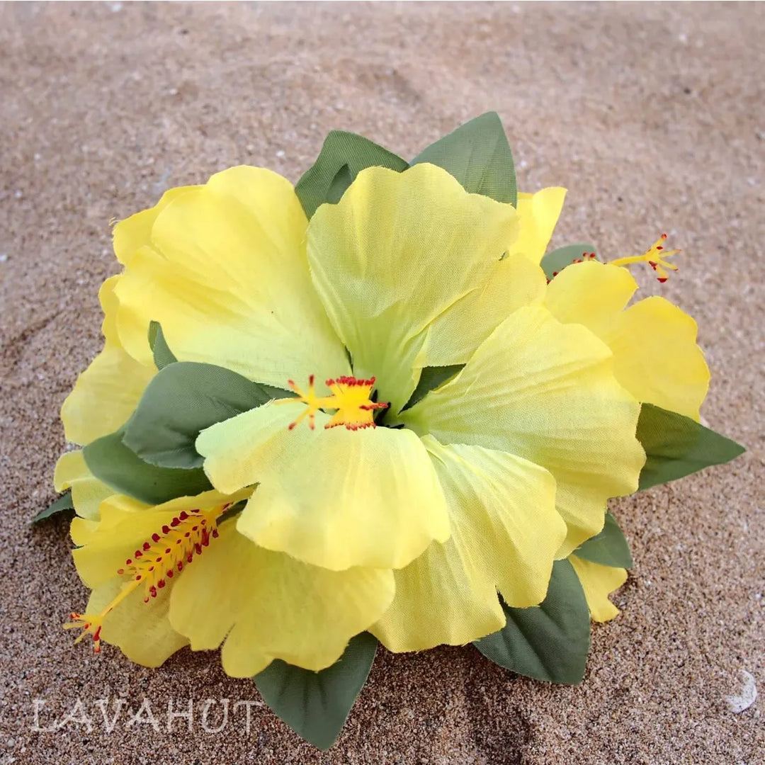 Hibiscus Yellow Hawaiian Flower Hair Clip - Made in Hawaii