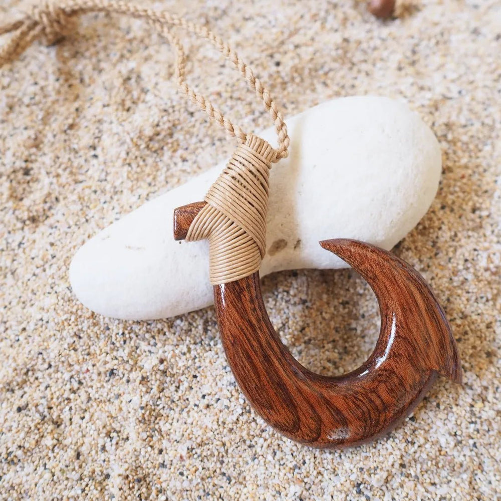 Hilo Koa Wood Fish Hook Necklace – Authentic Hawaiian Necklaces by Lavahut