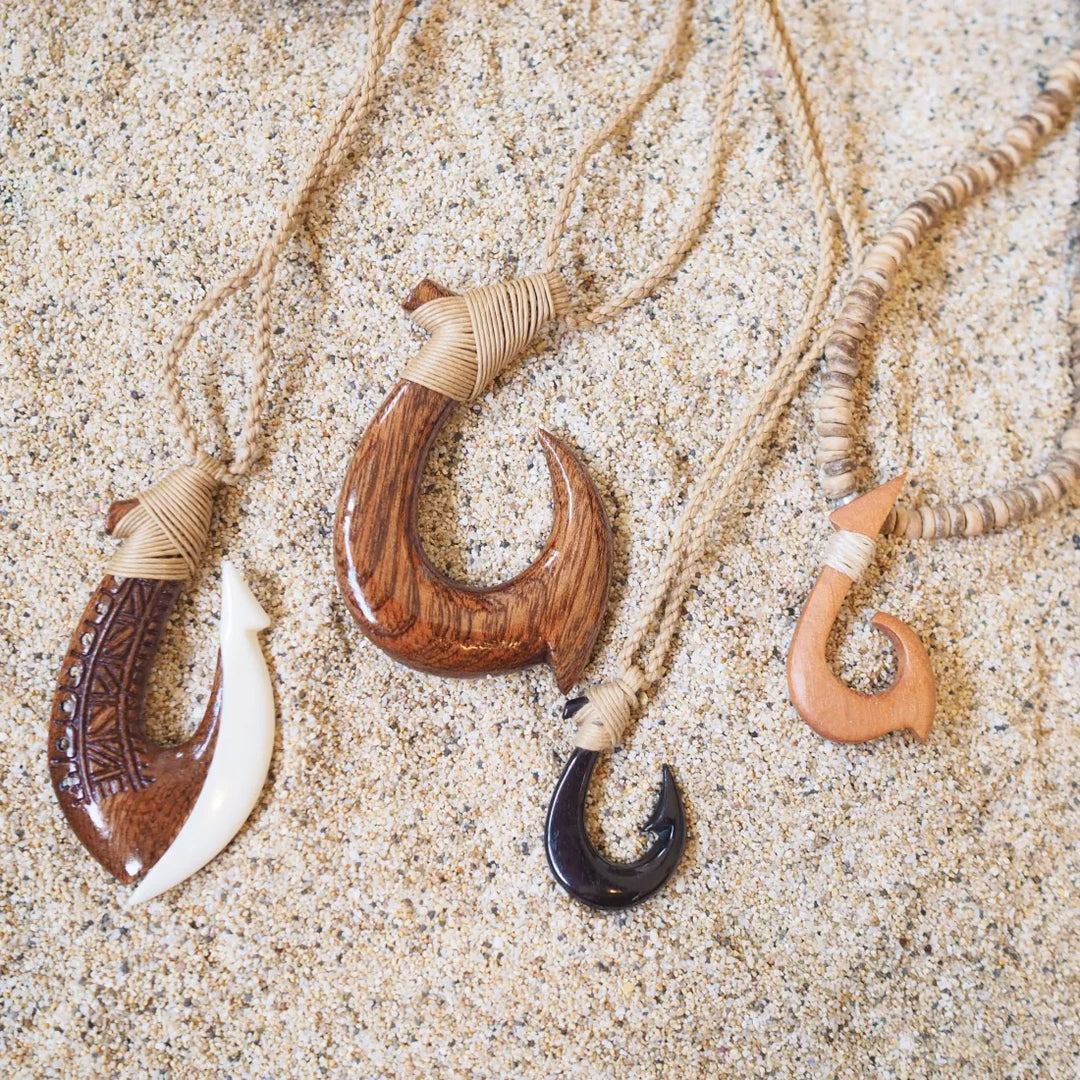 Hilo Koa Wood Fish Hook Necklace - Made in Hawaii