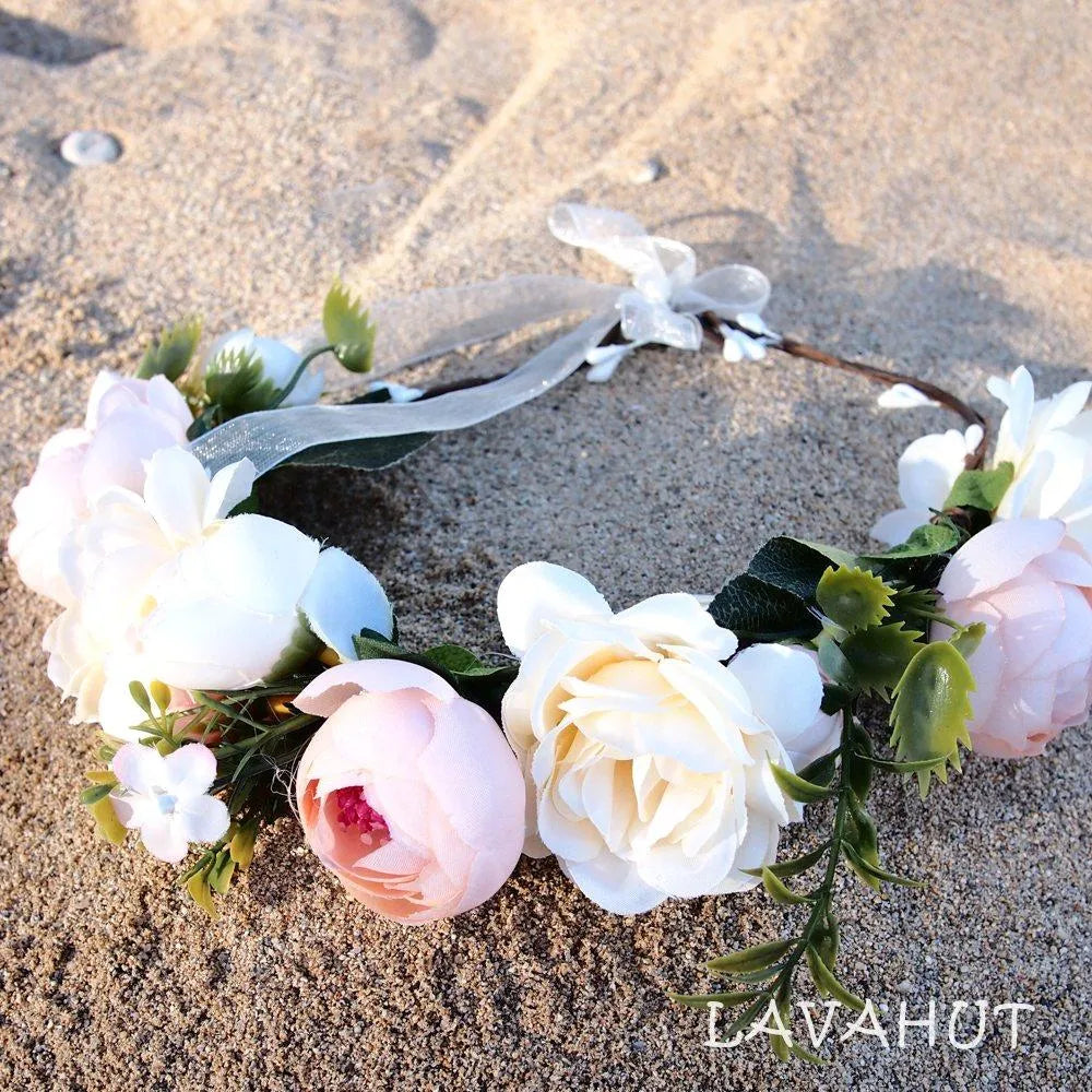 Hippie Cream Flower Crown - Made in Hawaii