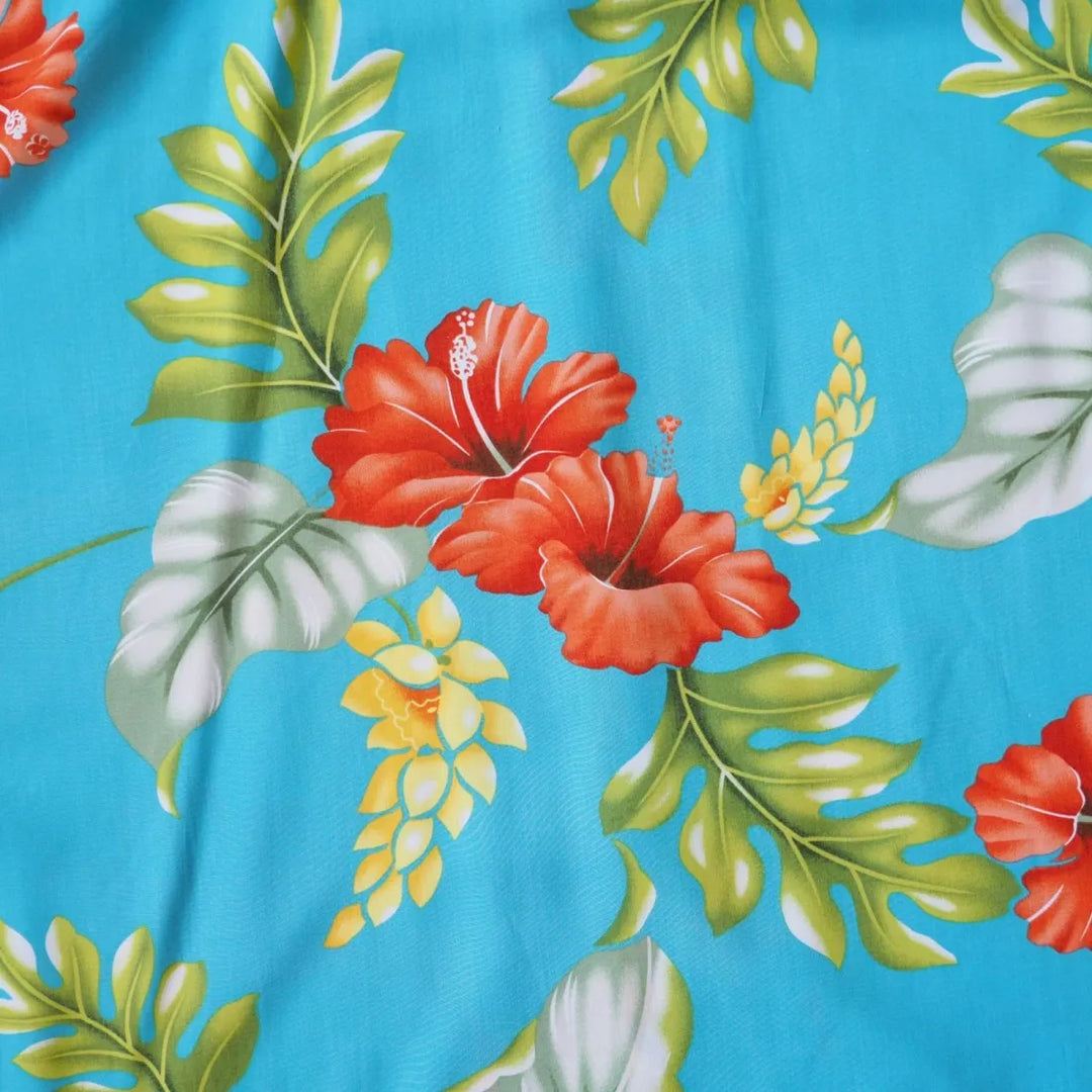 Honeymoon Aqua Hawaiian Rayon Shirt - Made in Hawaii