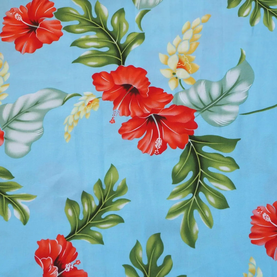 Honeymoon Blue Hawaiian Rayon Fabric by the Yard - Made in Hawaii