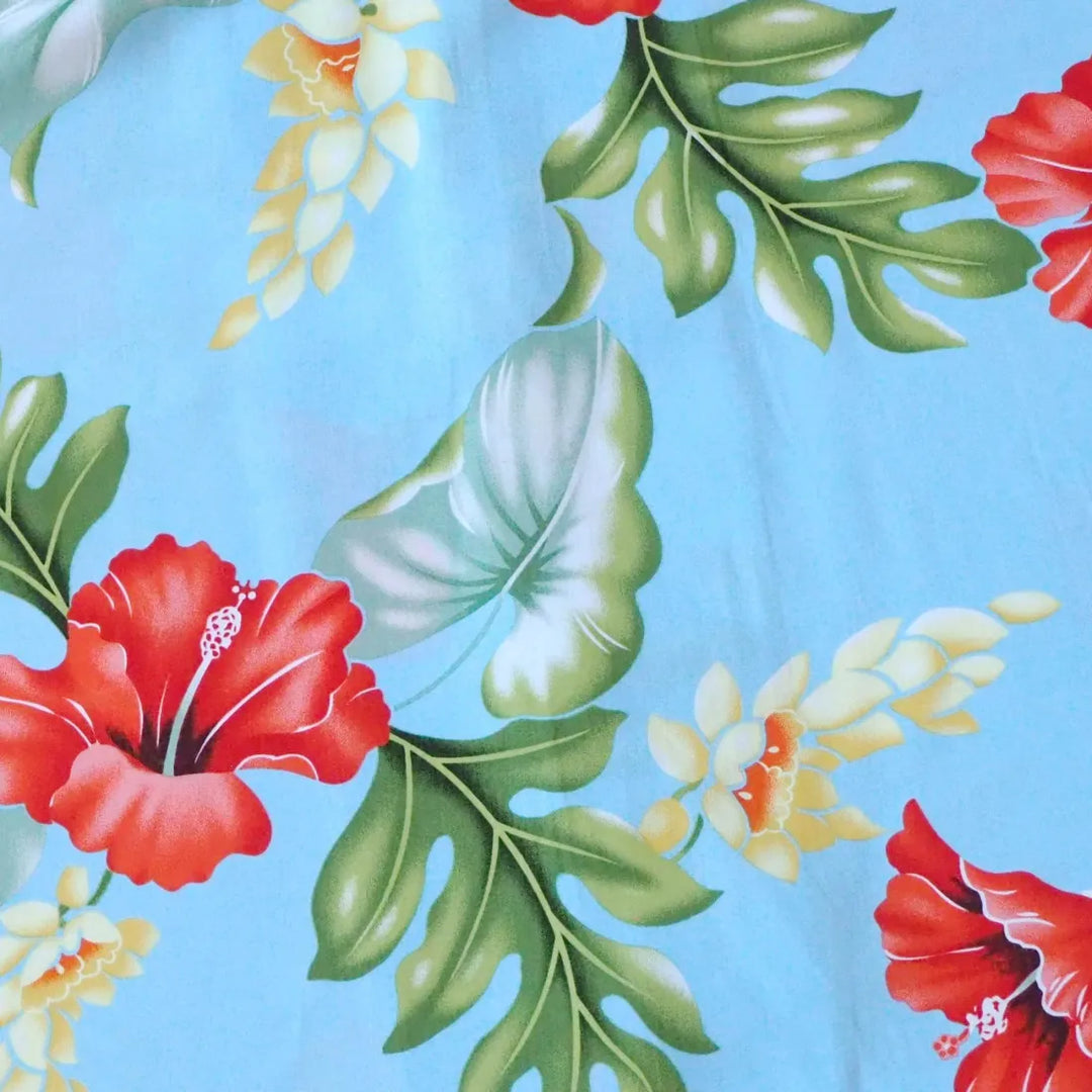 Honeymoon Blue Hawaiian Rayon Shirt - Made in Hawaii