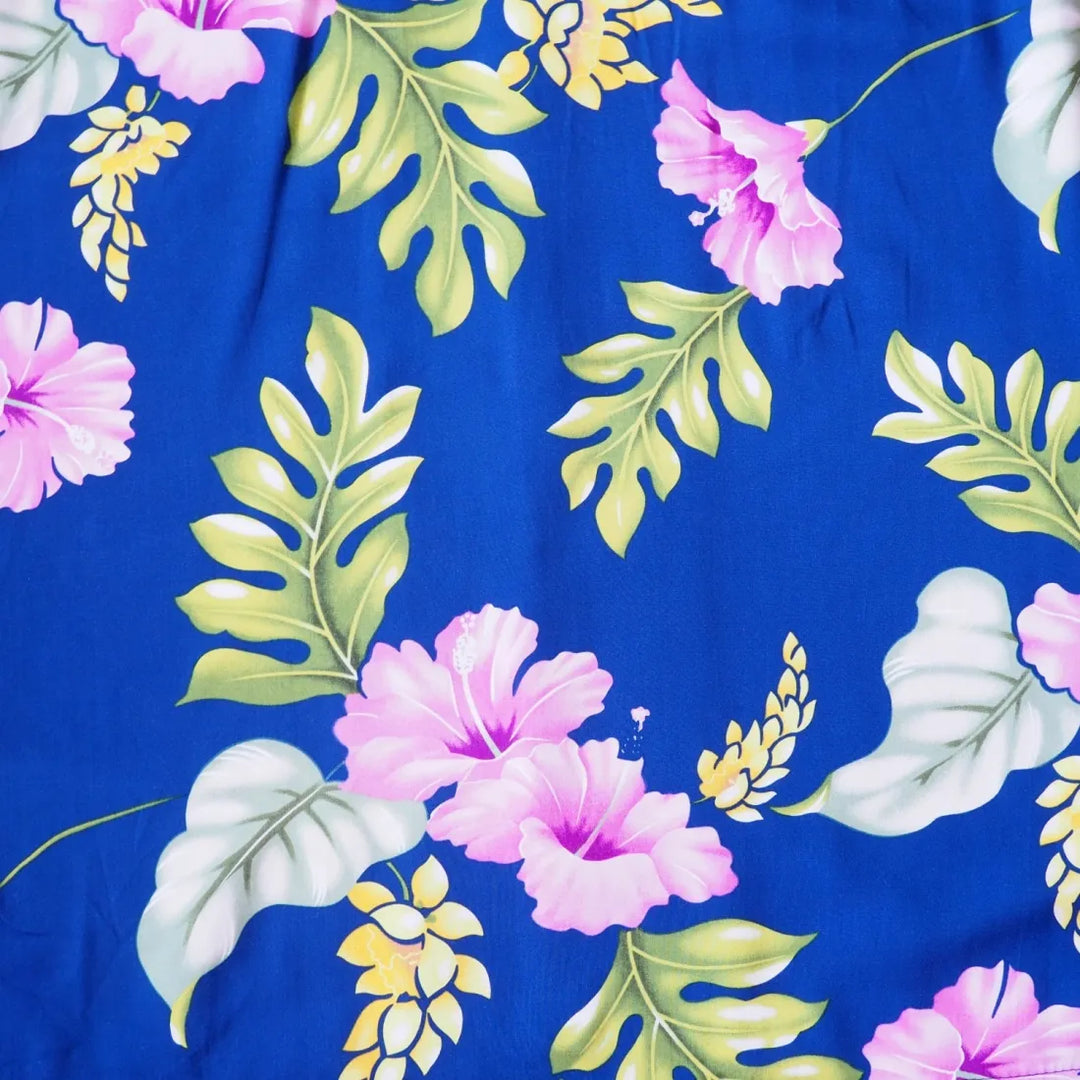 Honeymoon Royal Blue Hawaiian Rayon Fabric by the Yard - Made in Hawaii