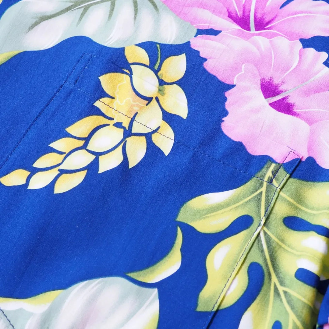 Honeymoon Royal Blue Hawaiian Rayon Shirt - Made in Hawaii