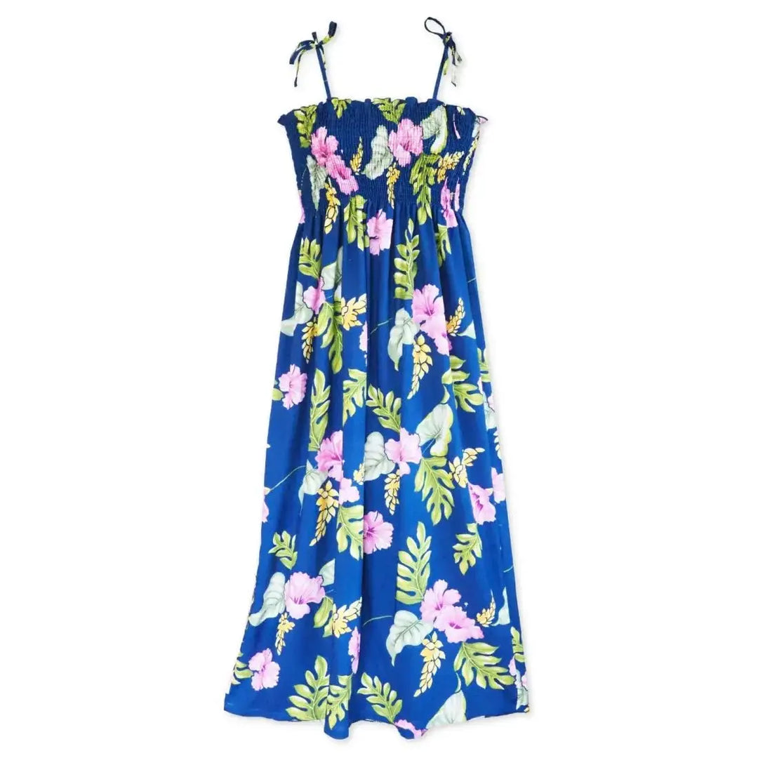 Honeymoon Royal Blue Maxi Hawaiian Dress Made in Hawaii