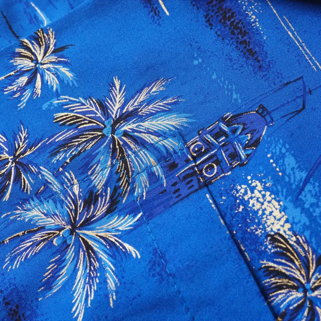 Honolulu Blue Hawaiian Rayon Shirt - Made in Hawaii