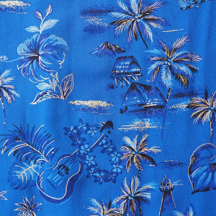 Honolulu Blue Hawaiian Rayon Shirt - Made in Hawaii