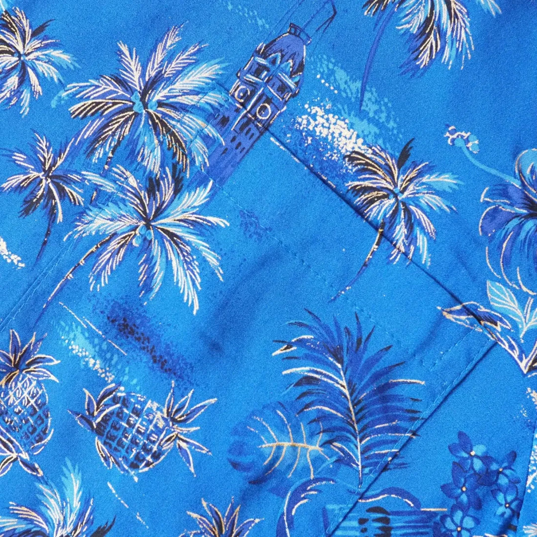 Honolulu Blue Hawaiian Rayon Shirt - Made in Hawaii