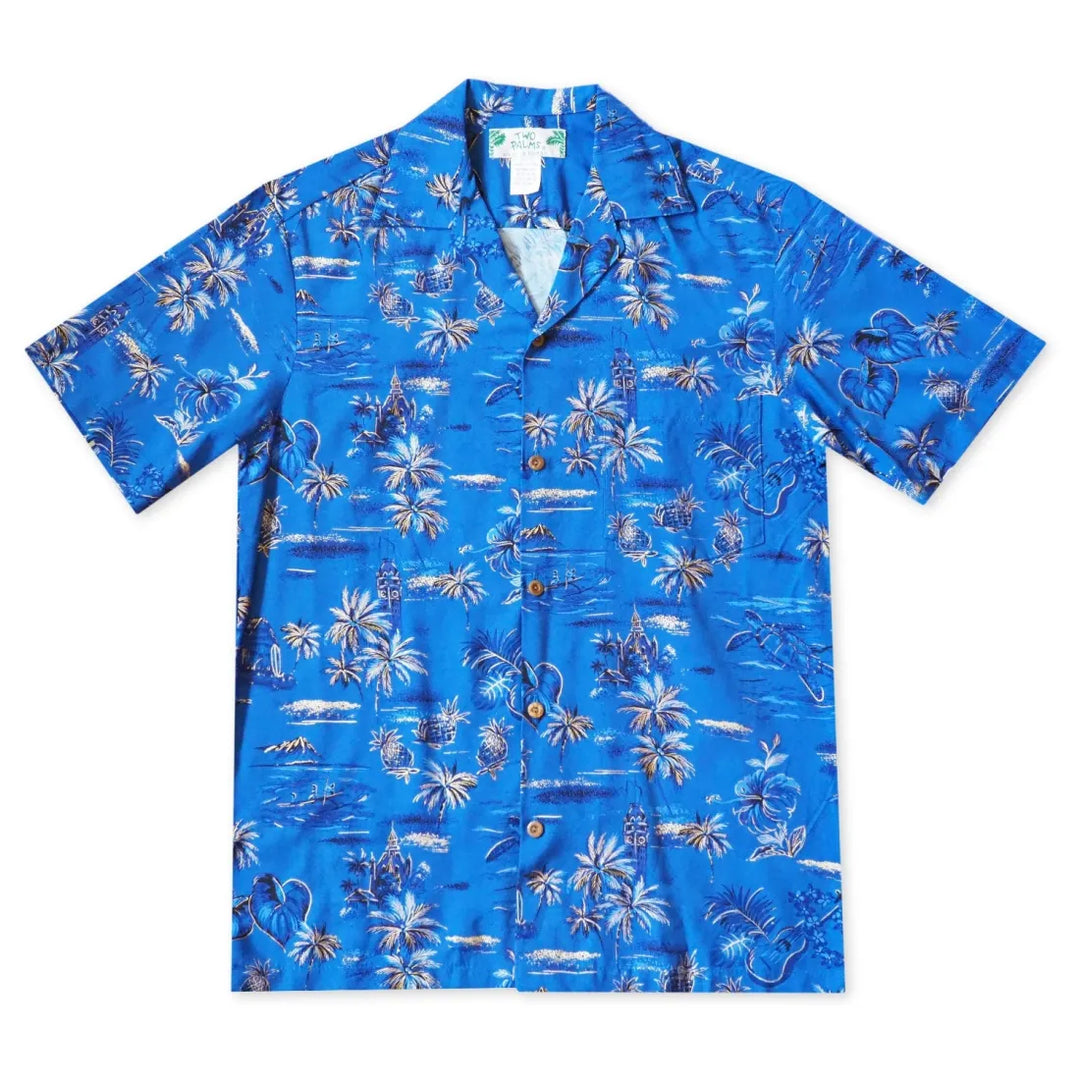 Honolulu Blue Hawaiian Rayon Shirt - Made in Hawaii