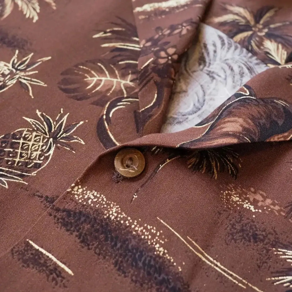 Honolulu Brown Hawaiian Rayon Shirt - Made in Hawaii