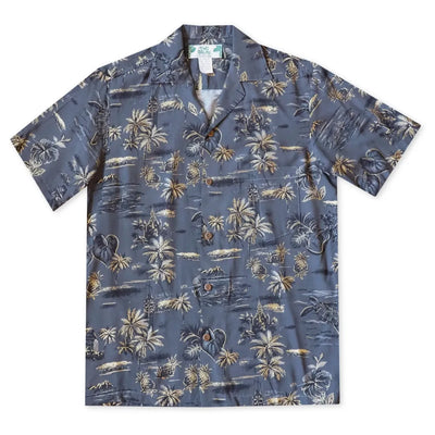 Honolulu Grey Hawaiian Rayon Shirt - Made In Hawaii