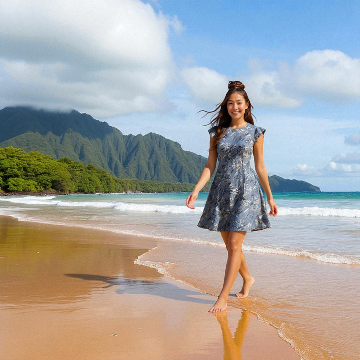 Honolulu Grey Xoxo Hawaiian Dress Made in Hawaii