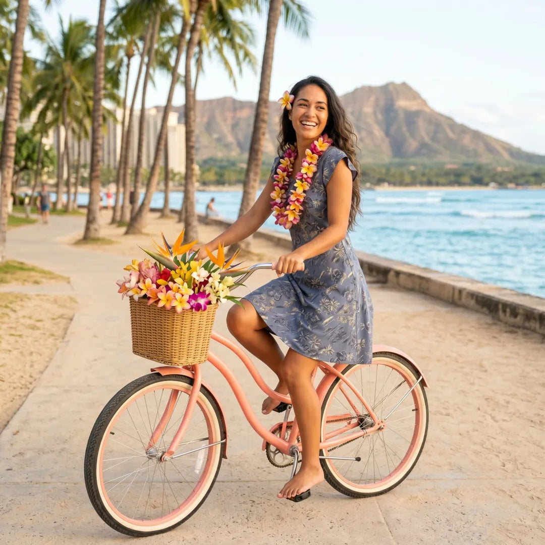 Honolulu Grey Xoxo Hawaiian Dress - Made in Hawaii