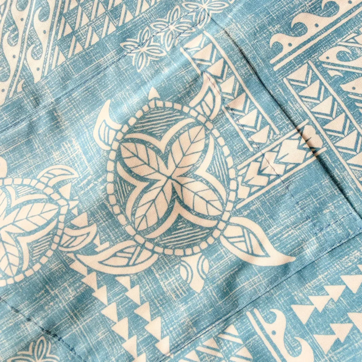Honu Aqua Hawaiian Cotton Shirt - Made in Hawaii