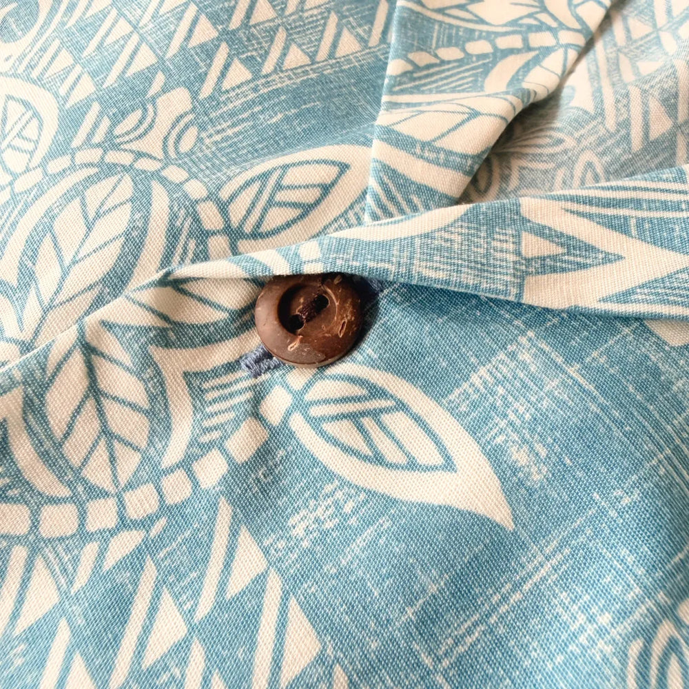 Honu Aqua Hawaiian Cotton Shirt - Made in Hawaii