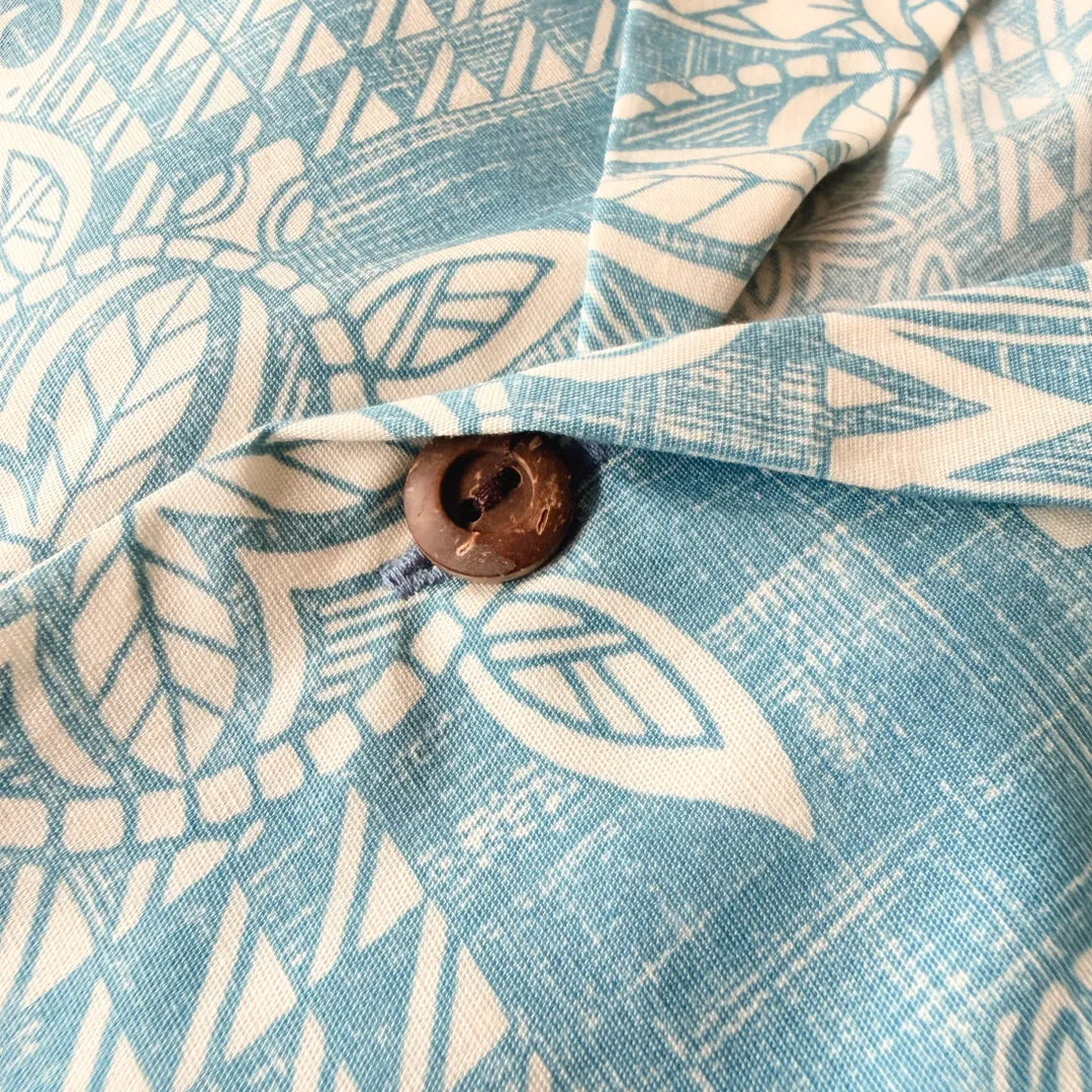 Honu Aqua Hawaiian Cotton Shirt - Made in Hawaii