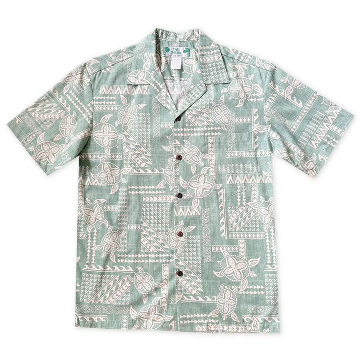 Honu Green Hawaiian Cotton Shirt - Made in Hawaii