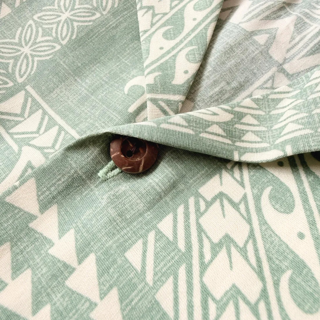 Honu Green Hawaiian Cotton Shirt - Made in Hawaii