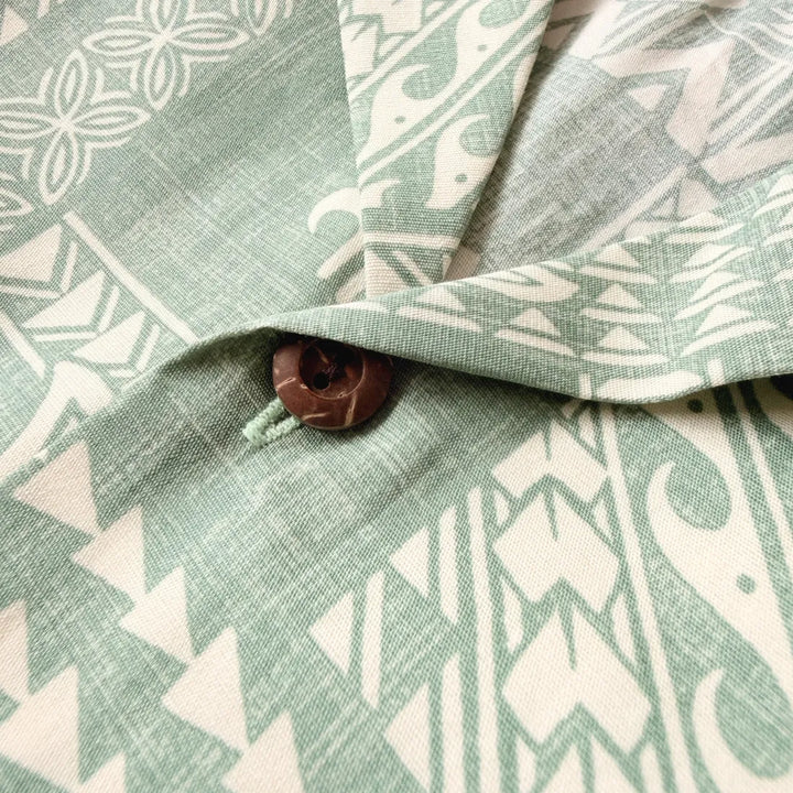 Honu Green Hawaiian Cotton Shirt - Made in Hawaii