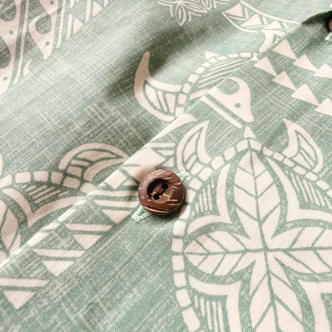 Honu Green Hawaiian Cotton Shirt - Made in Hawaii